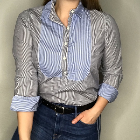 J. Crew Tops - J. Crew Pin Stripe Button Down Long Sleeve Top
